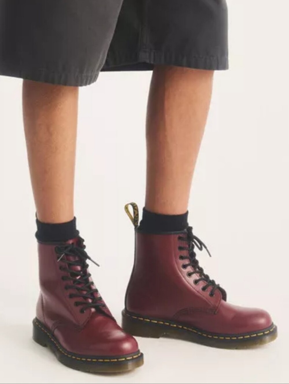 Dr. Martens 1460 Cherry Red Smooth Leather 8-Eye Lace-Up Boots